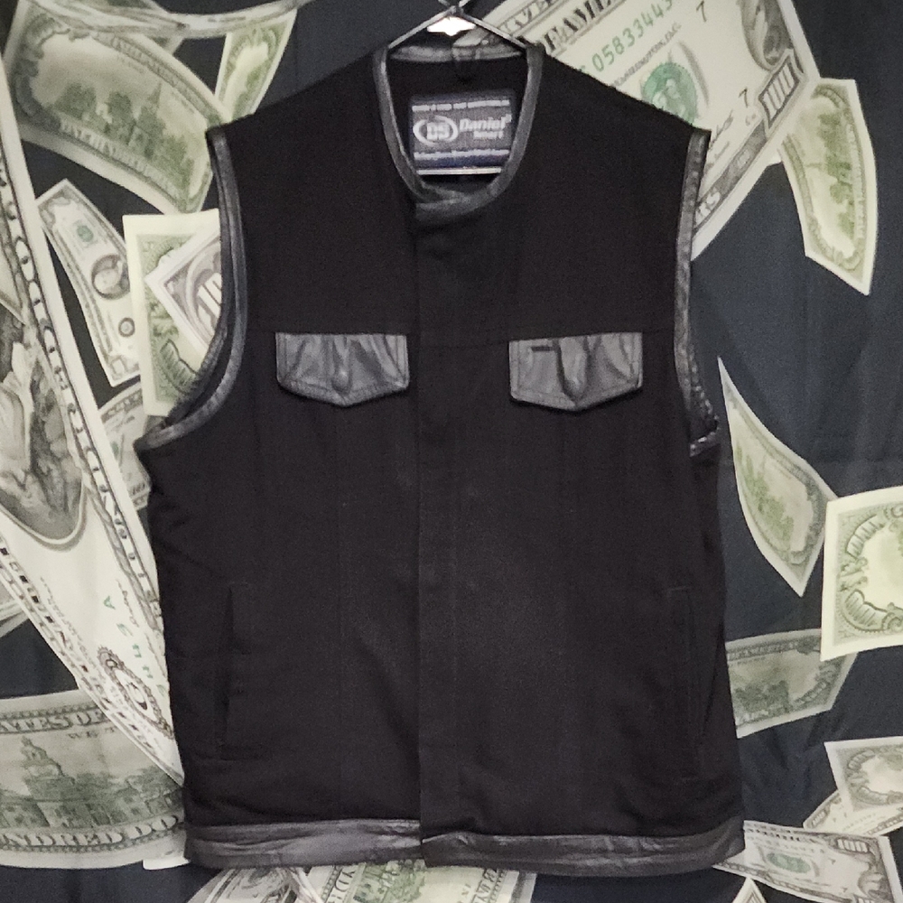 Daniel Smart Denim & Leather Vest with Gun Pockets